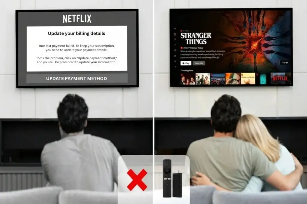 StreamVault Stick plugged into TV